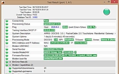 GUI full rack automated cable modem test platform