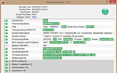 DOCSIS Cable Modem Test Results