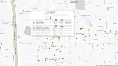 Cable Plant Monitoring  Google maps. Modems