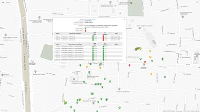 Cable Plant Monitoring  Google maps. Modems